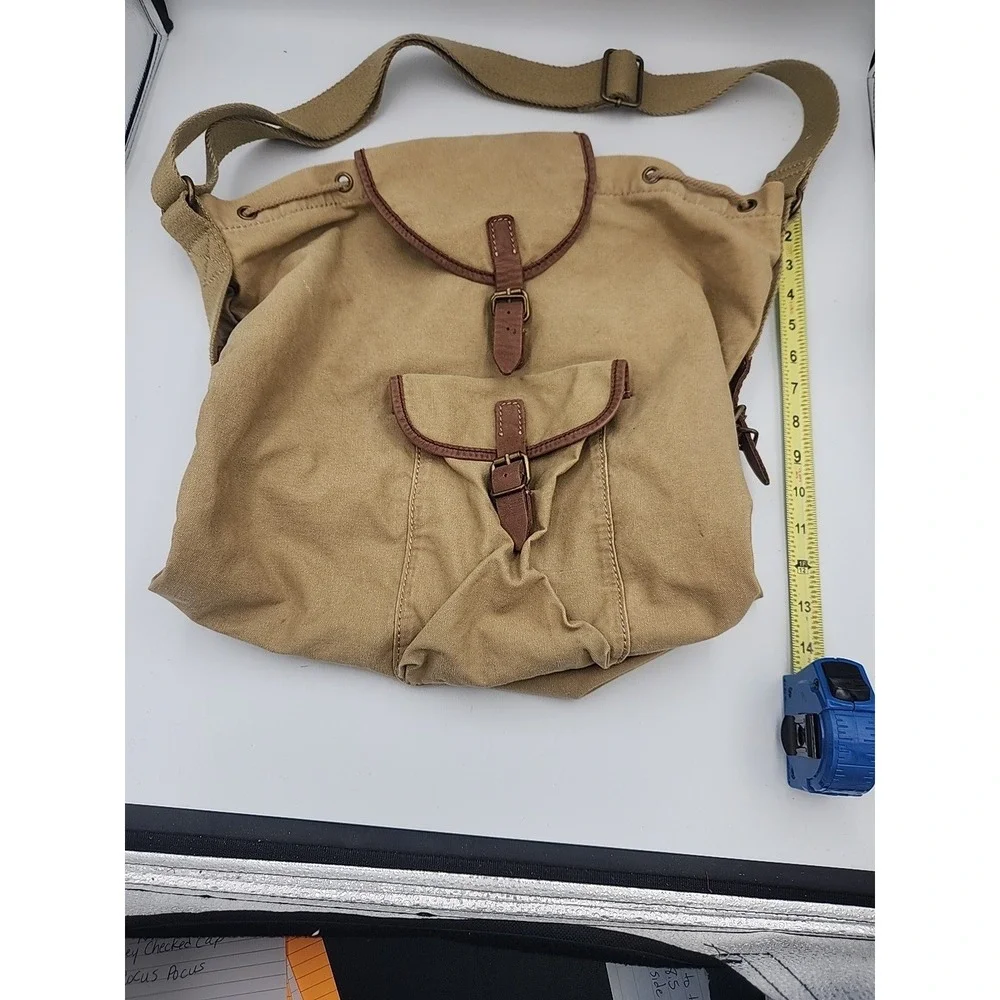 Ralph Lauren Denim & Supply Khaki Green Canvas Shoulder Bag‎ With Leather Accent